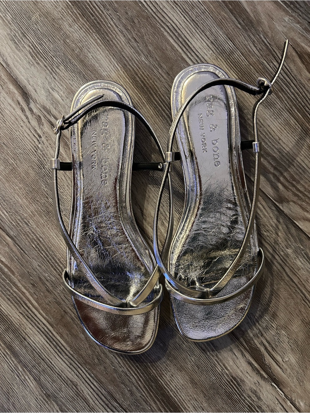 rag & bone Silver Metallic Strappy Sandals